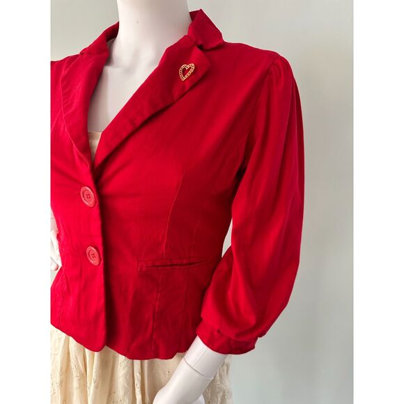 Ashley By 26 International Vintage Y2k Short Red Blazer Suit Jacket size Small - Picture 7 of 8